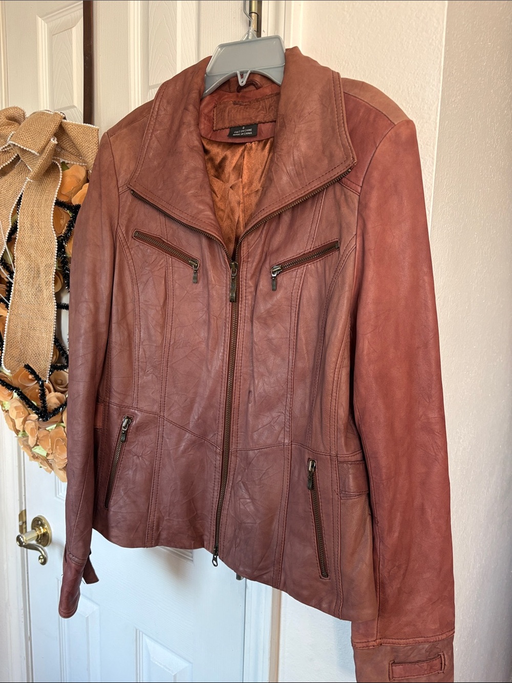 Tribal Women's Rust/Brown Leather Jacket